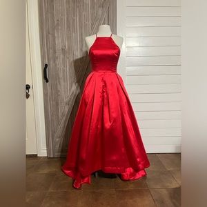 Beautiful bright red formal dress with pockets!